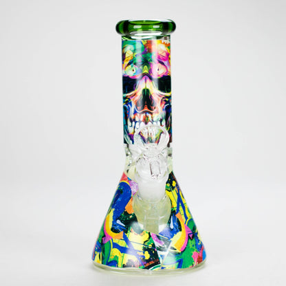 Haze | 8″ Skull Beaker Glass Bong with Color Lip – Green (Mini-Y)