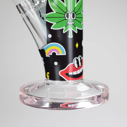 Haze | 9″ Face Emoji Straight Tube Glass Bong with Color End – Pink (Mini-Z)