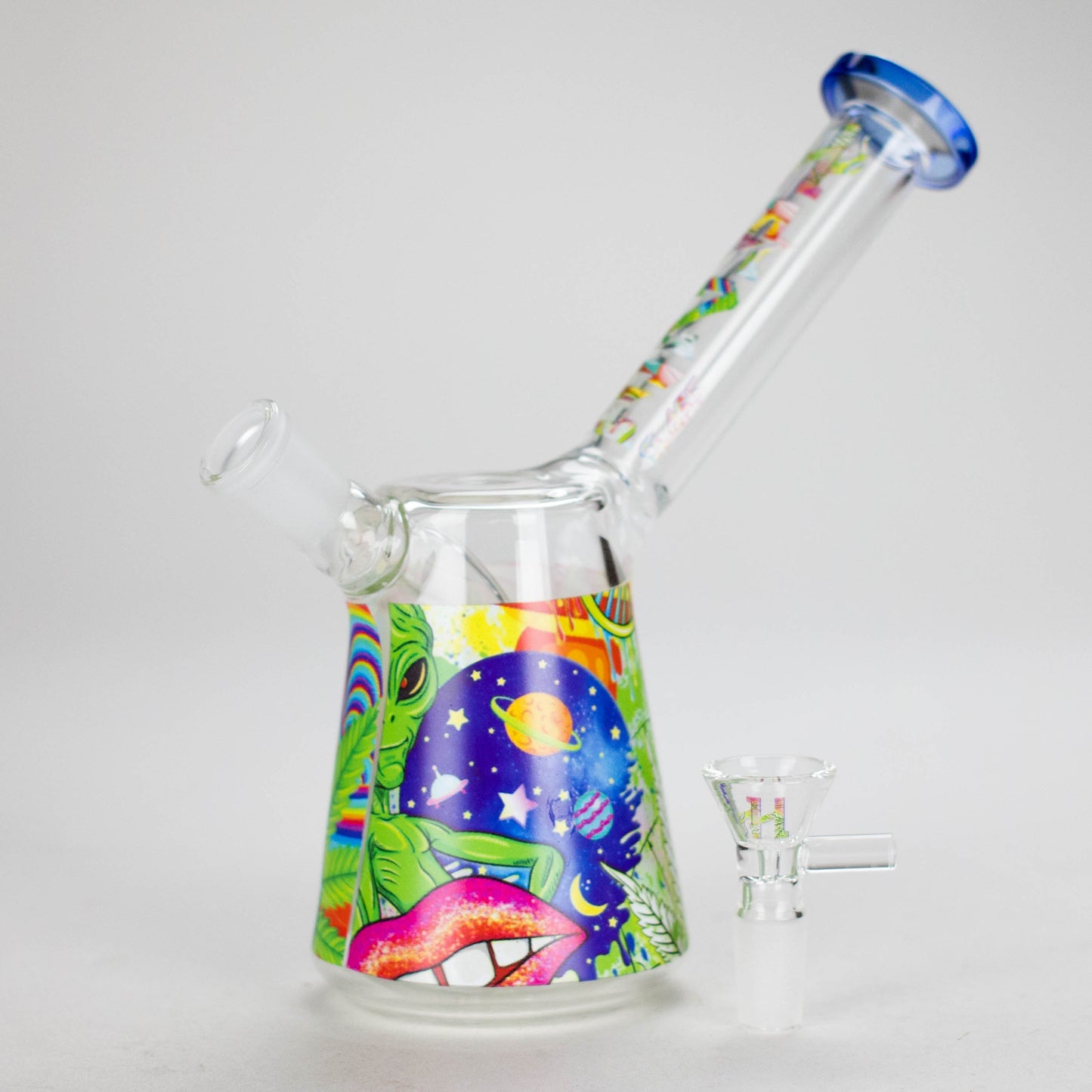 Haze 7″ Aliens Trip Glass Bubbler – Light Blue (Mini-C)