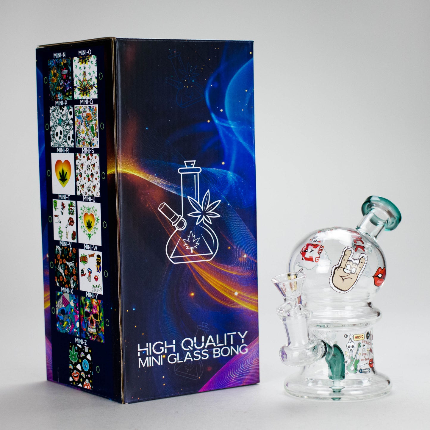 Haze | 6″ Rock Music Bubble Dome Glass Bong – Teal (Mini-D)