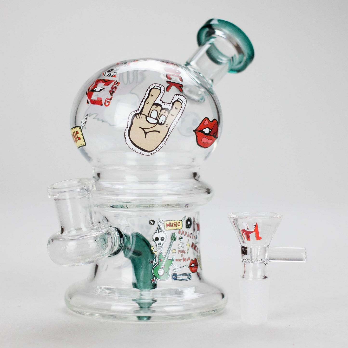 Haze | 6″ Rock Music Bubble Dome Glass Bong – Teal (Mini-D)