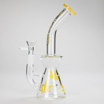 Haze | 8.5″ Weed Leaf Bent Neck Glass Bong – Jade Yellow (Mini-E)