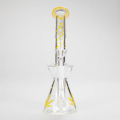 Haze | 8.5″ Weed Leaf Bent Neck Glass Bong – Jade Yellow (Mini-E)
