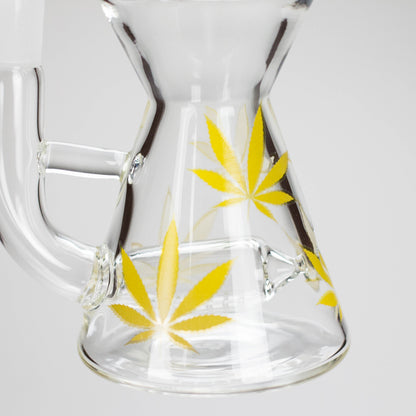 Haze | 8.5″ Weed Leaf Bent Neck Glass Bong – Jade Yellow (Mini-E)