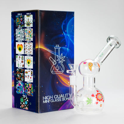 Haze | 4″ Mini Flower Bubble Glass Bong – Charcoal Black (Mini-F)