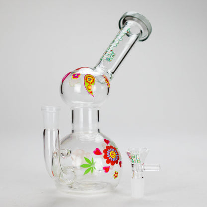 Haze | 4″ Mini Flower Bubble Glass Bong – Charcoal Black (Mini-F)
