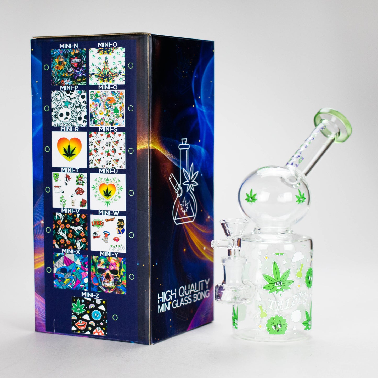 Haze | 8″ Trippy Bubble Dab Rig – Green (Mini-J)