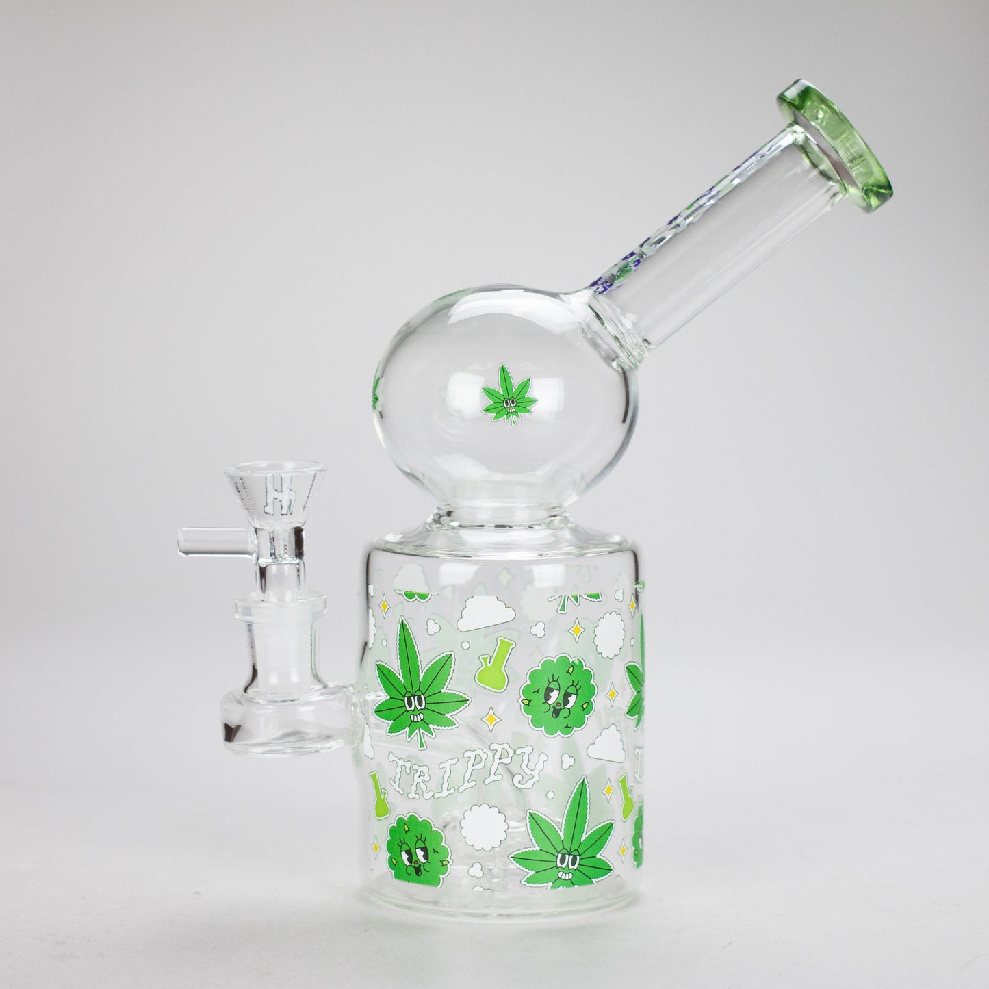 Haze | 8″ Trippy Bubble Dab Rig – Green (Mini-J)
