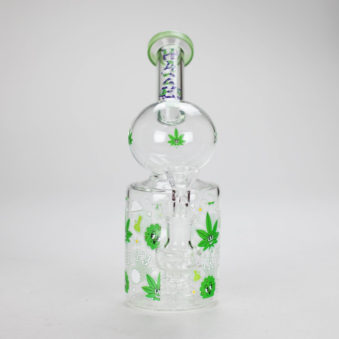 Haze | 8″ Trippy Bubble Dab Rig – Green (Mini-J)