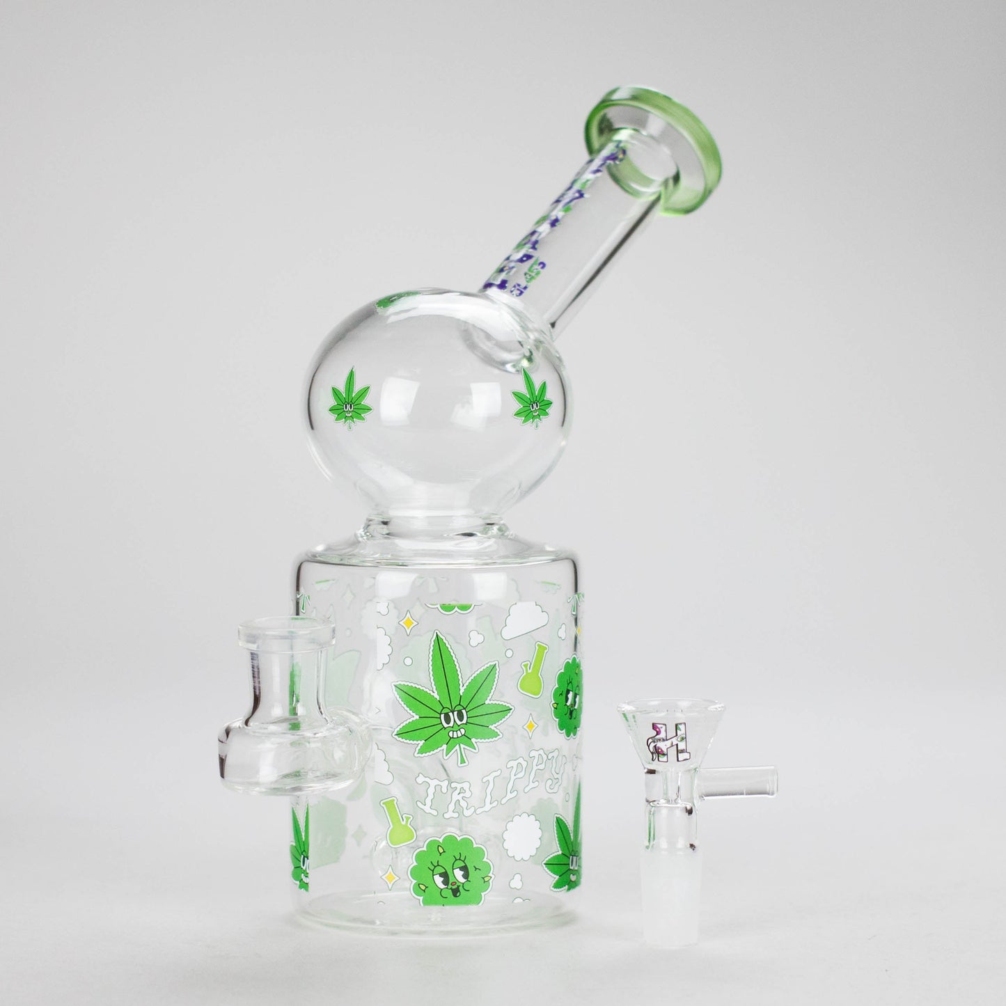 Haze | 8″ Trippy Bubble Dab Rig – Green (Mini-J)