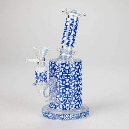 7" Cloisonné Design Glass Bong with Water Diffuser – 14mm Bowl Joint