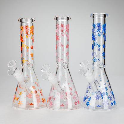 10" Cherry Blossom Glass Beaker Bong – 14mm Bowl Joint