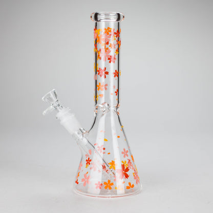 10" Cherry Blossom Glass Beaker Bong – 14mm Bowl Joint
