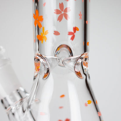 10" Cherry Blossom Glass Beaker Bong – 14mm Bowl Joint
