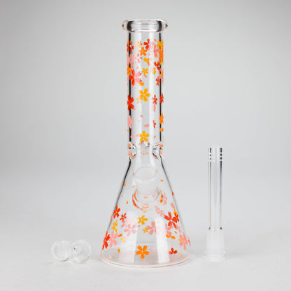 10" Cherry Blossom Glass Beaker Bong – 14mm Bowl Joint