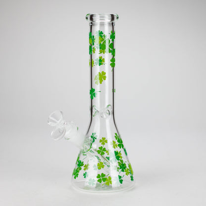 10" Lucky Clover Glass Beaker Bong – 14mm Bowl Joint