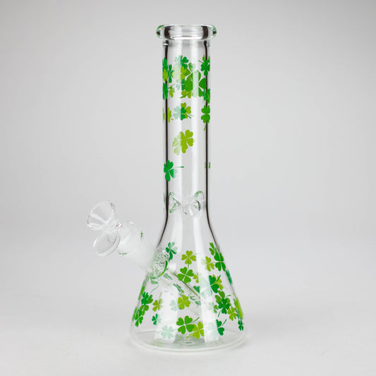 10" Lucky Clover Glass Beaker Bong – 14mm Bowl Joint