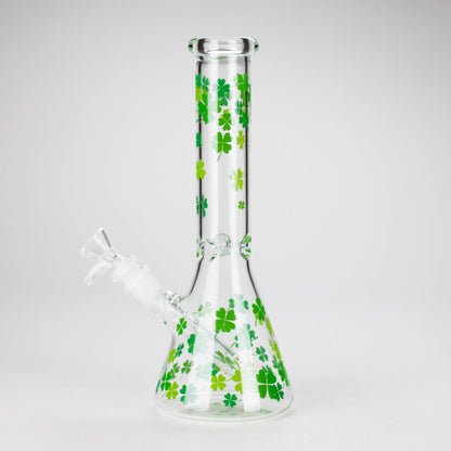 10" Lucky Clover Glass Beaker Bong – 14mm Bowl Joint