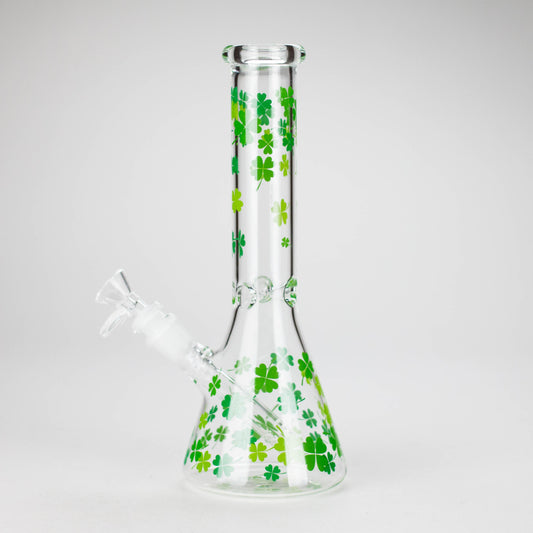 10" Lucky Clover Glass Beaker Bong – 14mm Bowl Joint
