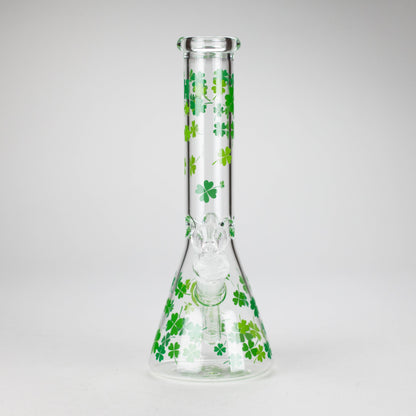 10" Lucky Clover Glass Beaker Bong – 14mm Bowl Joint
