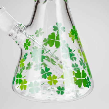10" Lucky Clover Glass Beaker Bong – 14mm Bowl Joint