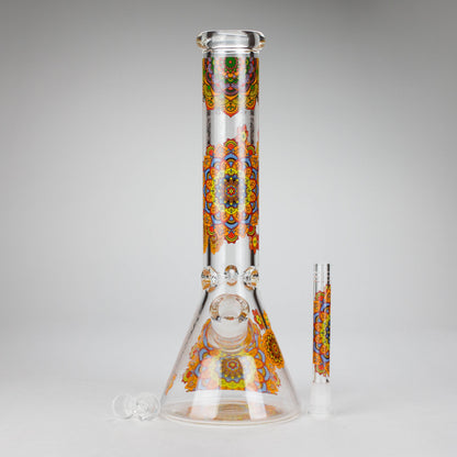 14" Flower Design Glass Bong – 7mm Thick with Ice Catcher