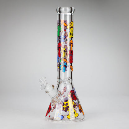 14" Mushroom Design Glass Bong – 7mm Thick with Ice Catcher