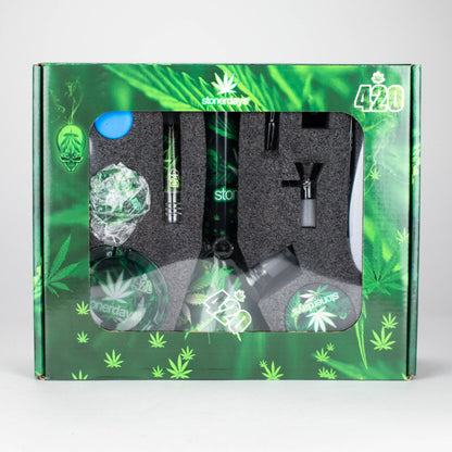 10-in-1 Smoke Set Complete Smoking Kit with 8" Glass Bong-MJ/420