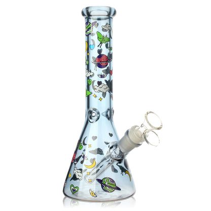10" 5mm Milkyway Glass Beaker Bong - 4 Assorted Colours