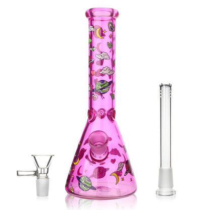10" 5mm Milkyway Glass Beaker Bong - 4 Assorted Colours