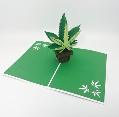 Intricate Greetings | Cannabis Leaf 3D Pop-Up Card – For Any Occasion