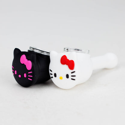 4" Kitty Design Silicon and Glass pipe