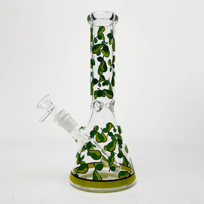 10" Glass Beaker Bong with Apple Design [FT08]