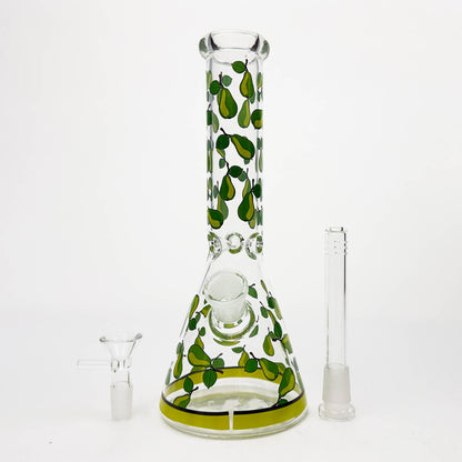 10" Glass Beaker Bong with Apple Design [FT08]