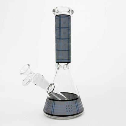 10" Glass Beaker Bong with Rectangle Print Design – [FT510]