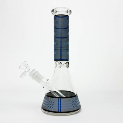 10" Glass Beaker Bong with Rectangle Print Design – [FT510]