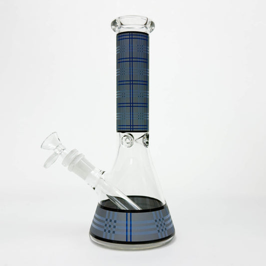 10" Glass Beaker Bong with Rectangle Print Design – [FT510]