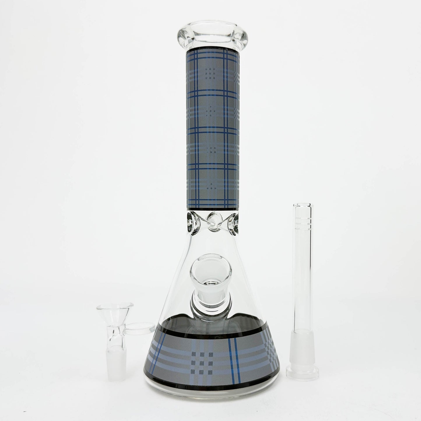 10" Glass Beaker Bong with Rectangle Print Design – [FT510]