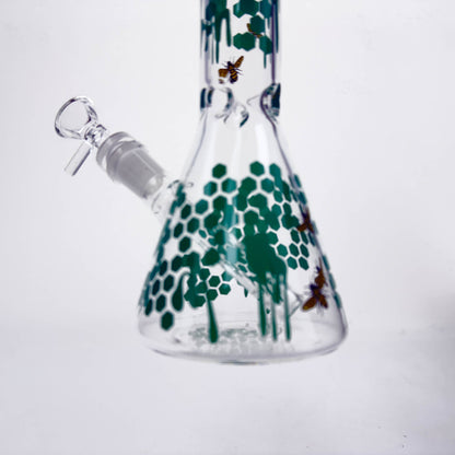 10" Glass Beaker Bong with Honeybee Design [FT07]