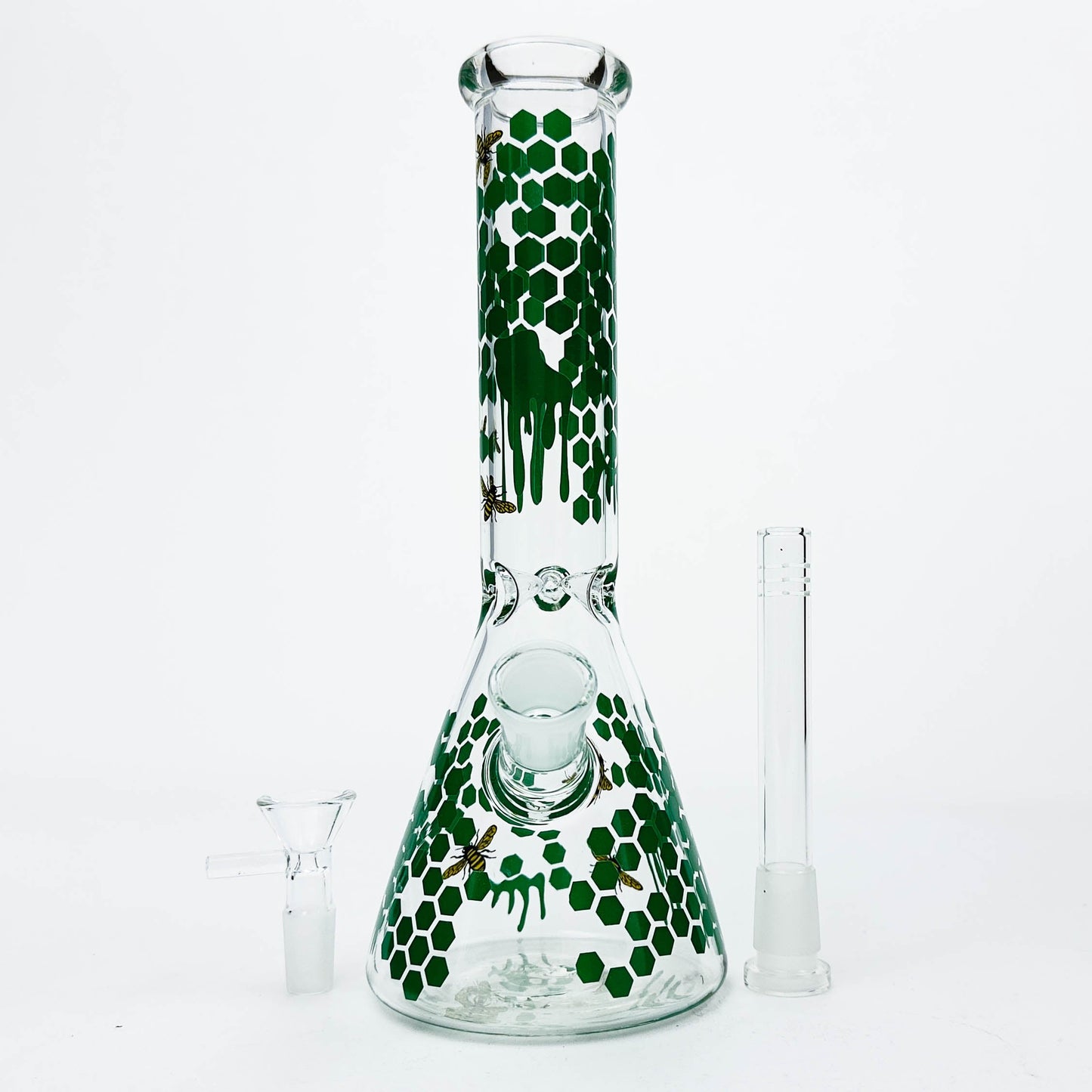 10" Glass Beaker Bong with Honeybee Design [FT07]