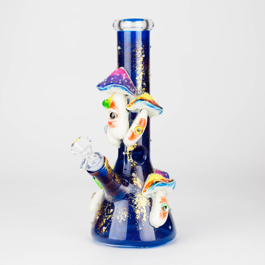 10" 3D Mushroom Spirit Beaker Bong – Glow in the Dark Glass Water Pipe