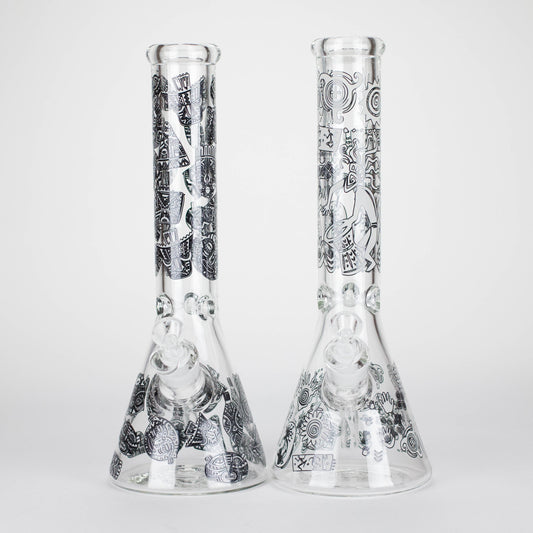 14" 7mm Thick Glass Water Bong – Glow in the Dark Beaker Bong