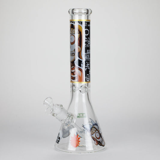 14" 7mm RM Skull Glass Bong – Heavy Duty Beaker Water Pipe [FTLL08]