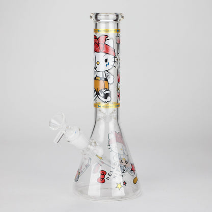 10" Wild Kitty Design Glass Beaker Bong