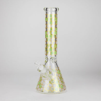 14" Beehive Design 7mm Thick Heavy Duty Glass Beaker Bong