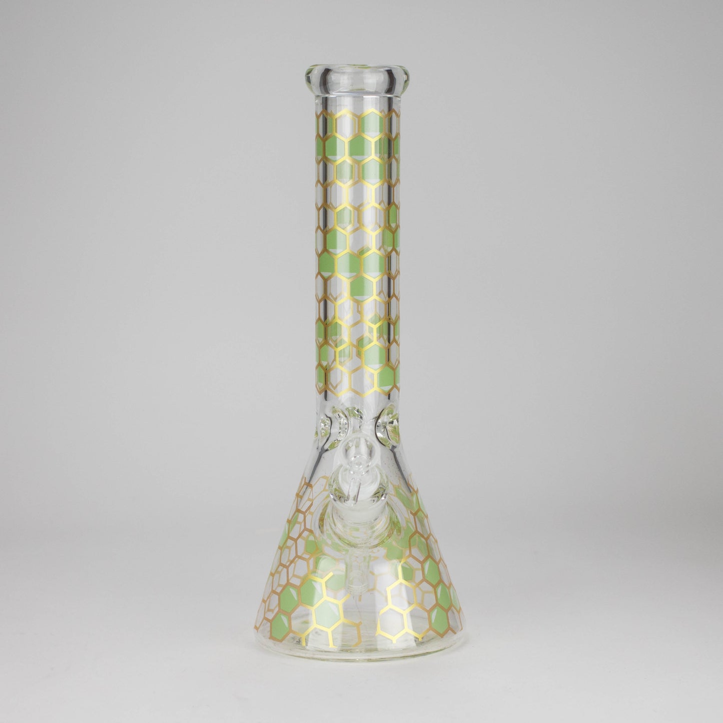 14" Beehive Design 7mm Thick Heavy Duty Glass Beaker Bong