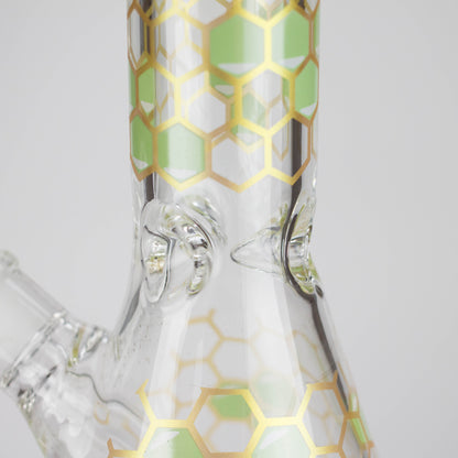 14" Beehive Design 7mm Thick Heavy Duty Glass Beaker Bong