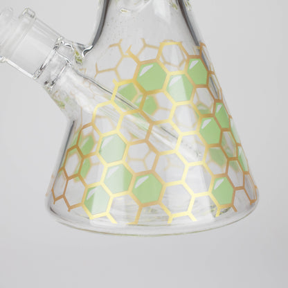 14" Beehive Design 7mm Thick Heavy Duty Glass Beaker Bong
