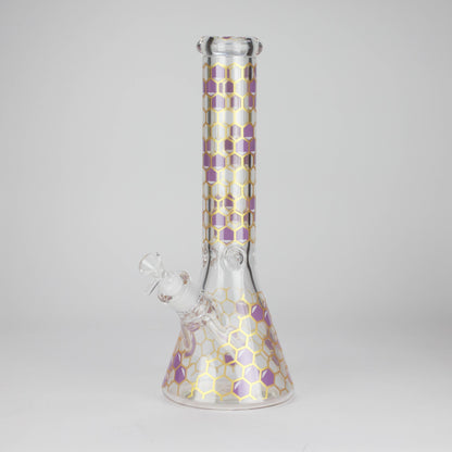 14" Beehive Design 7mm Thick Heavy Duty Glass Beaker Bong