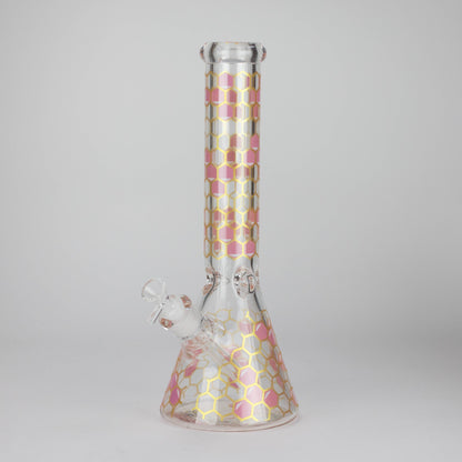 14" Beehive Design 7mm Thick Heavy Duty Glass Beaker Bong